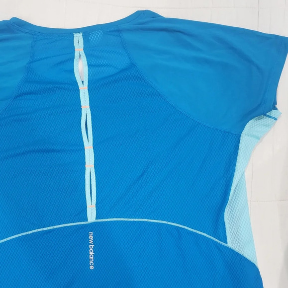 New Balance Ice Short Sleeve Sport Top Ventilating Back Running Blue Size M - Picture 6 of 7